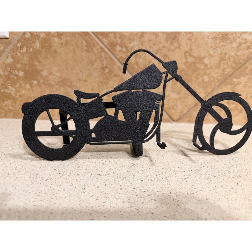 Vintage Metal Chopper Motorcycle Napkin Holder Biker Man Cave Decor